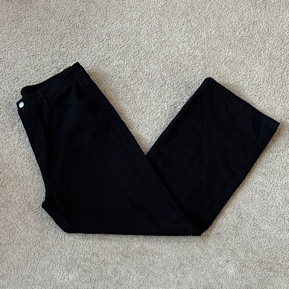 Dazy Black Denim High Rise Wide Leg Jeans